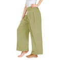 thumbnail image 3 of Coerni Teen Girls Capri Pants Casual Cotton Linen Wide Leg High Waisted Sweatpants Kids Y2K Palazzo Athletic Soft Trousers, 3 of 4