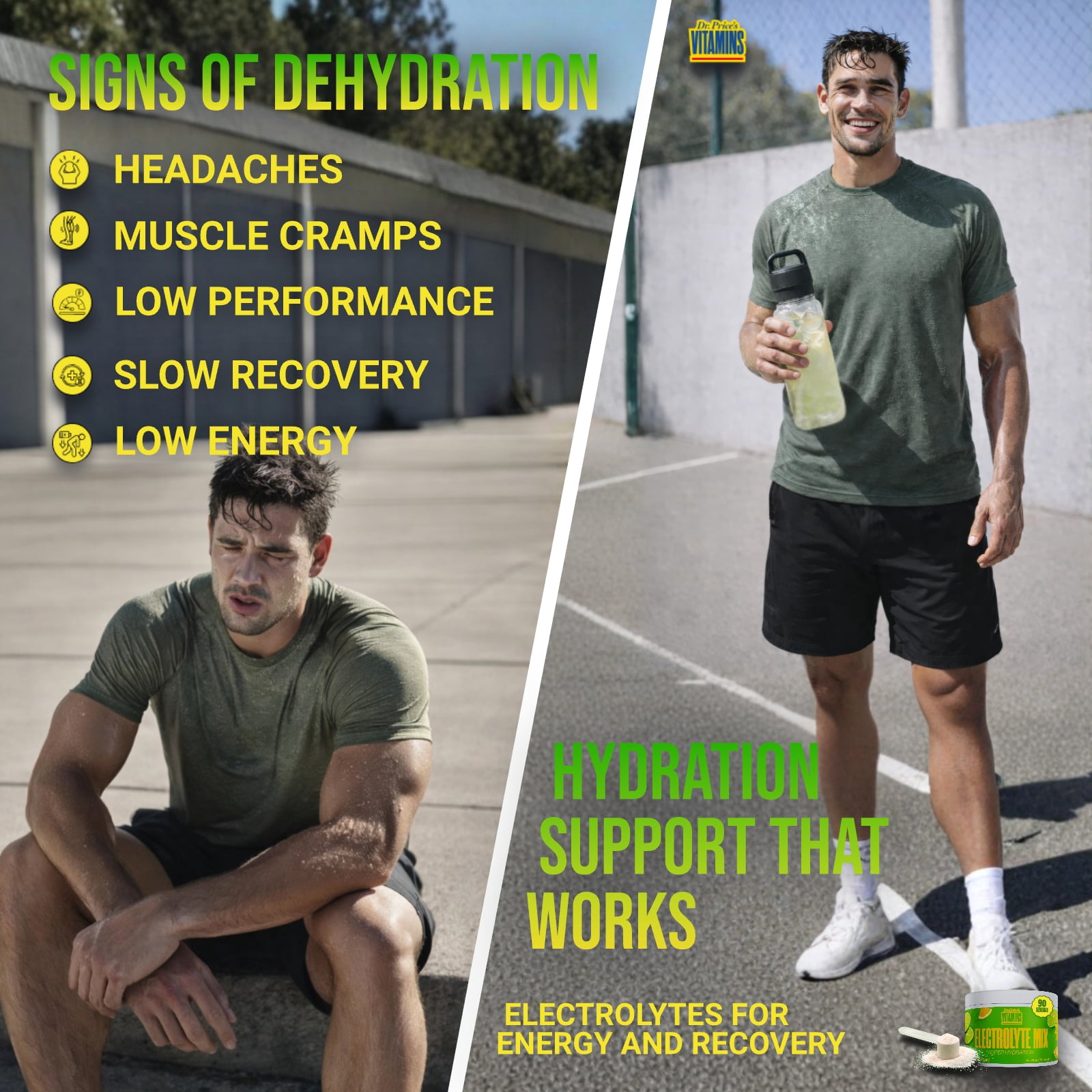 Dr. Price’s Electrolyte Mix – Lemon Lime Flavor, 90 Servings | Sugar-Free Hydration Powder with Trace Minerals | Gluten-Free, No Sugar
