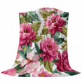 thumbnail image 6 of Pink Floral Blanket Soft Cozy Warm Throw Blanket for Couch, Plush Fuzzy Flannel Fleece Blankets for Sofa, Watercolor Flowers Leaves Plants Watercolor Bed Blankets Lightweight Gifts for Women, 30"x40", 6 of 9