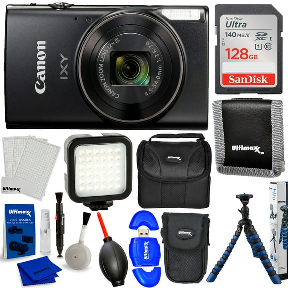 Canon Compact Digital Camera IXY650 (Black) IXY650BK - 10PC Accessory Bundle