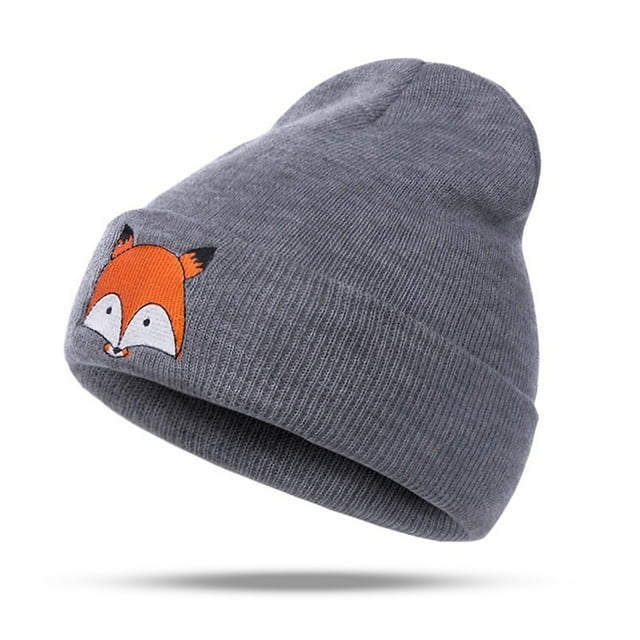 Baby Knit Hat Soft Cotton Fox Stretchy Cap Infant Warm Cap