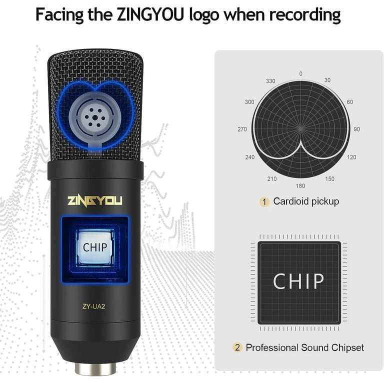 ZINGYOU XLR Condenser Microphone, Professional Studio