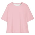thumbnail image 3 of Ohufall Cotton Top T-Shirt for Middle and Large Children Girls Fashion Casual Solid Color Loose Short Sleeve Tops Round Neck Tops,5-15 Years, 3 of 7