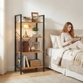 thumbnail image 2 of Atilioo 4 Tiers Bookcase, Wood Bookshelf Tall Display Shelves Storage Organizer for Bedroom, Living Room & Home Office, Yellow, 2 of 9