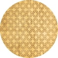 thumbnail image 1 of Ahgly Company Indoor Round Abstract Brown Modern Area Rugs, 3' Round, 1 of 4