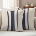 thumbnail image 3 of 2 Pack Outdoor Waterproof Throw Pillow Covers,Modern Navy Blue White Stripe Decorative Square Patio Pillowcases for Chair Couch Sofa 18x18in, 3 of 9