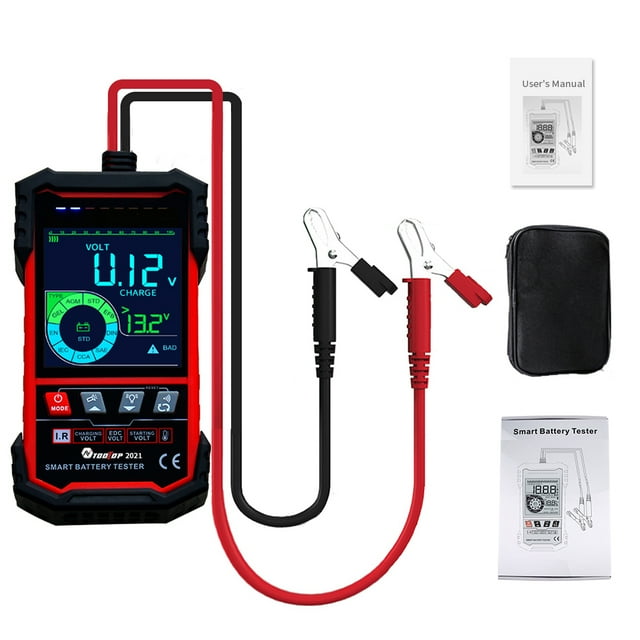 yeacher TOOLTOP Advanced Battery Analyzer with 3.2" Color Display, Dual Voltage Support (12V/24V), Comprehensive Testing Modes, and Safety Features Including Overvoltage and Reverse Polarity