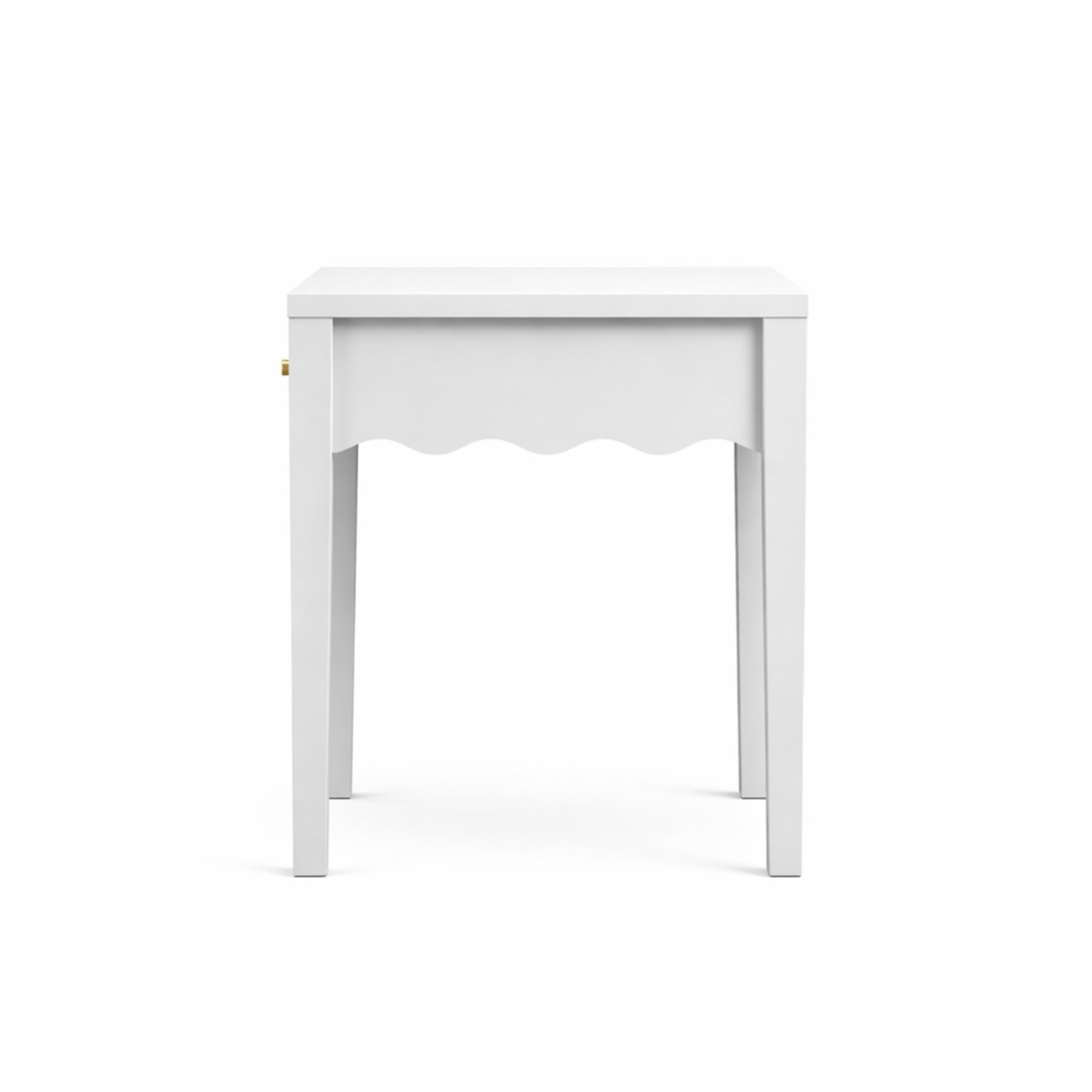 Noble House Nightstand with Drawer, Modern Bedside Table with Wavy Apron Design, Compact End Table, White