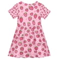 thumbnail image 2 of FORMRS Girls Short Sleeve Dress Summer Casual Round Neck A-line Beach Sundress, Sizes 2T-8T, Strawberry Bliss, 2 of 8