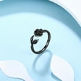 thumbnail image 6 of Black 3D Flower Rose Ring 925 Sterling Silver Leaf Plant Women Promise Ring Jewelry Mother Birthday Christmas Valentine's Day Gift for Her, 6 of 10