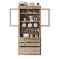 thumbnail image 4 of Euroco 36x16.5x78inch Freestanding Kitchen Pantry Storage Cabinet,Multifunctional Cupboard with 3 Drawers,Adjustable Shelves and Power Outlet for Dining,Living Room,Natural, 4 of 21