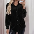 thumbnail image 4 of Mifsaly Velvet Shirt Women Button Down Long Sleeve Business Velour Shirts Lapel Fall Winter Pullover Tops Cocktail Party Elegant Blouse Black S, 4 of 9