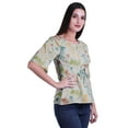 thumbnail image 3 of Moomaya Printed Round Neck Top For Women Elbow Sleeve Blouse Tunic Formal Wear, 3 of 6
