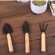 thumbnail image 5 of Juego de herramientas de jardinería de 3 piezas con pala pequeña, tenedor y rastrillo | Herramientas manuales de metal y madera para cavar, desherbar y trasplantar | Plantas en maceta de interior,, 5 of 9