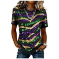 thumbnail image 1 of Tops de Cuello Redondo para las Mujeres de Moda Loose Fit Impresa Blusa de Manga Corta con Tela Suave, Casual Casual Camiseta para Uso Diario en Casa O Trabajo, 1 of 7