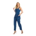 thumbnail image 3 of Fashion2Love Women's Juniors Adjustable Straps Belted Sleeveless Denim Jumper Overalls, 3 of 6
