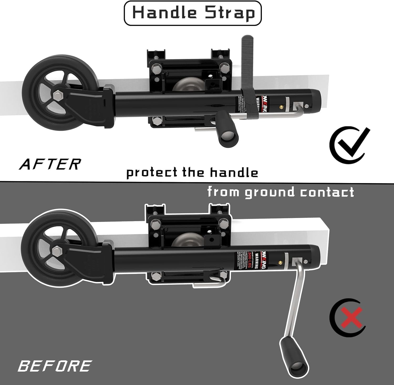 TOWKING Upgraded Spoke Wheel Trailer Jack, 10" Vertical Movement, 1500 lbs, for RV, Boat, Trailer and More, Black