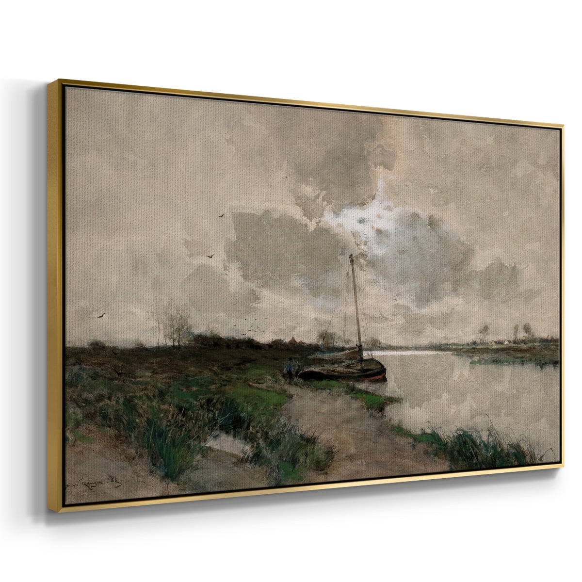 Vintage Landscape-CCCXLVIII By Wexford Home Framed in Gold Wood Gallery Wrapped Canvas 27 in. x 41 in.
