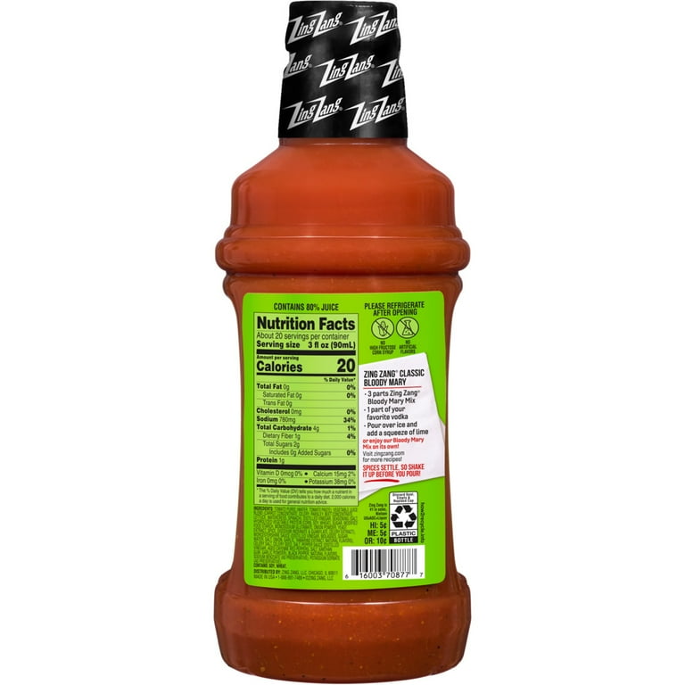 Zing Zang Bloody Mary Mix, Cocktail Mixer, Tomato Juice, 1.75L
