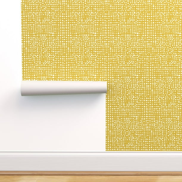 Peel-and-Stick Removable Wallpaper Mustard Grid Lines Coordinate