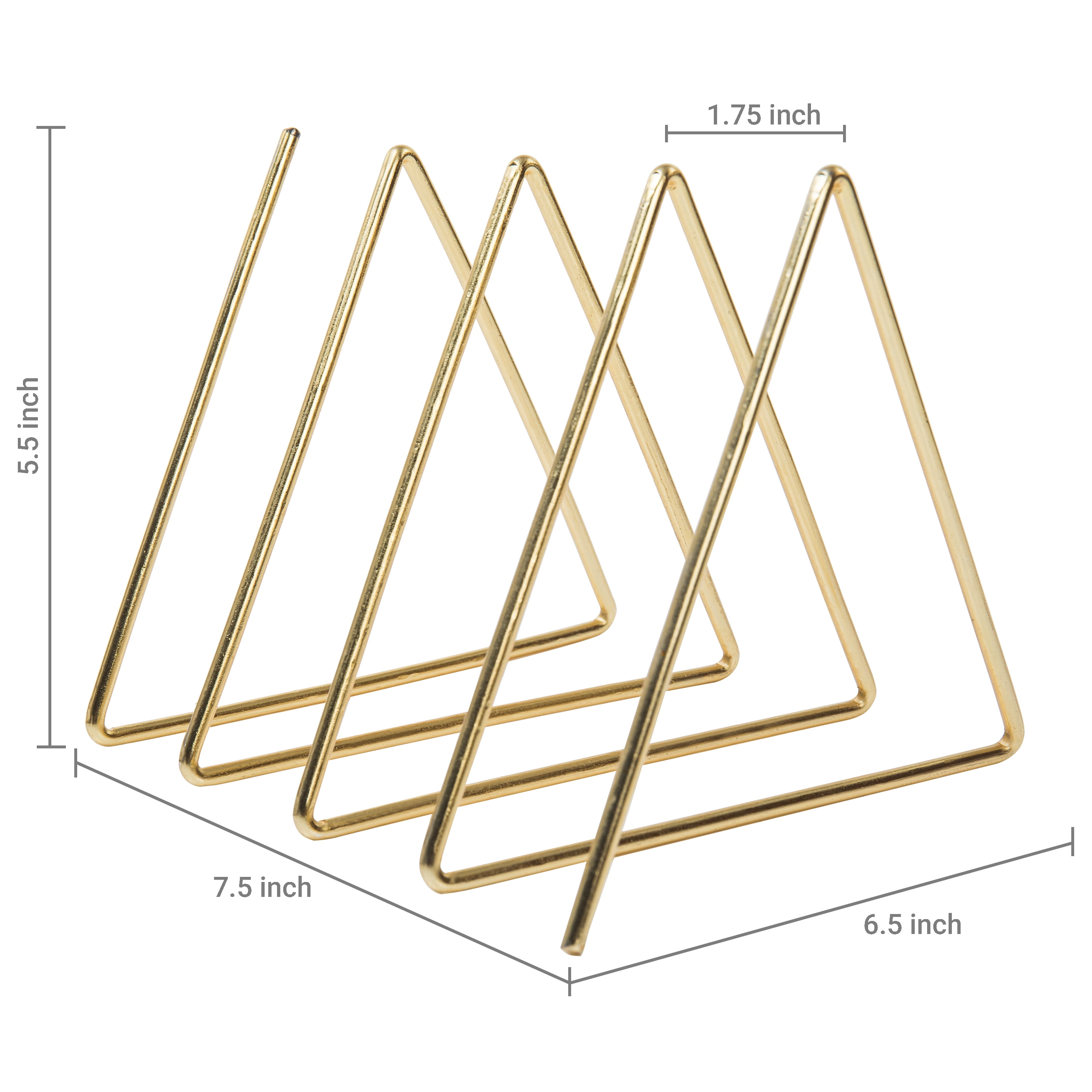 Book & File Sorter with 3-Slots MyGift Desktop Triangular Gold-Tone Wire Metal Magazine 