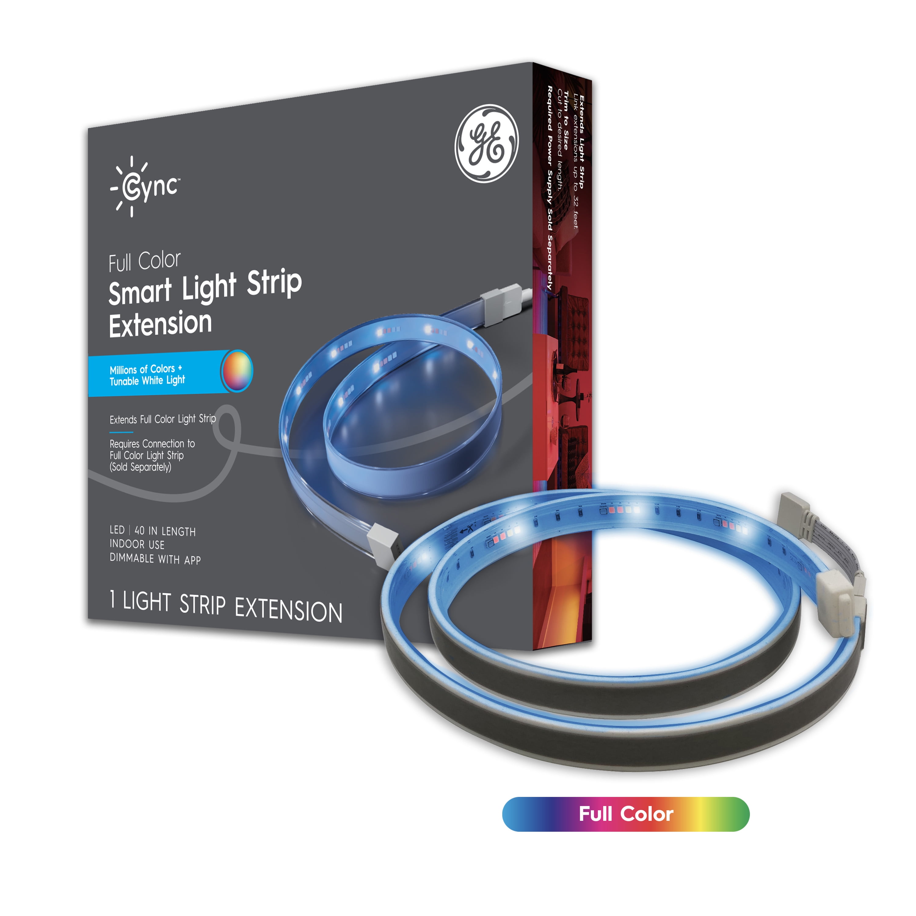 GE CYNC Smart LED Light Strip Extension, Full Color, Bluetooth and Wi-Fi Enabled, 40 inches