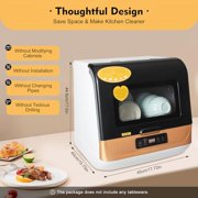 Countertop Dishwashers 110V 800W Non-installation Portable Countertop Dishwasher with 3 Washing Conditions for Small-Sized Houses, Apartments, Dorms (Gold)