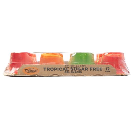 Raymundo's Assorted Sugar Free Tropical Gelatin Refrigerated Snack Cups, 3.25 oz, 12 Pack, Peanut-Free