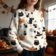 thumbnail image 2 of Halloween Knitted Sweater Cardigan for Girls Spooky Print Sweet Lovely Fall Long Sleeve Button Down Tops, 2 of 5