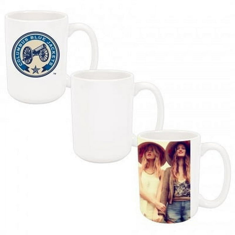 White Ceramic Coated Sublimation Mug 15 ounces Heat Press Thermal Transfer  Dye Coated Glossy 2 pieces - Walmart.com