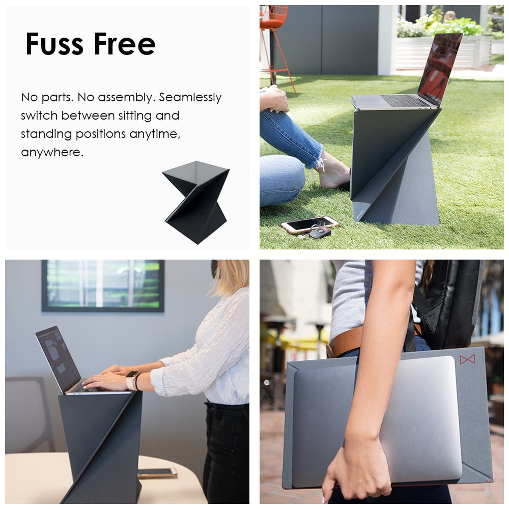 Levit8 - The flat folding portable standing desk, Laptop Stand, Sit to Stand, Flat to Raised Surface, No Assembly, Large