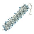 thumbnail image 3 of Faux Turquoise Blue Beaded Fringe Clear Cha Cha Chain Bracelet Silver Tone 8.75" Ladies Adult Female, 3 of 4