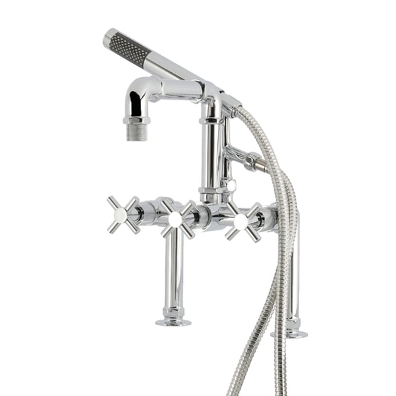 Kingston Brass AE6401DX Concord 7" Center Deck-Mount Clawfoot Tub Faucet with Hand Shower, Polished Chrome