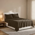 thumbnail image 5 of Lux Decor&nbsp;Twin XL&nbsp;Bed Sheets - 4 Piece Ultra-Soft Microfiber&nbsp;Sheets Set, Deep Pocket Fitted Sheet, Flat Sheet & 2 Pillowcases, Breathable Hotel Luxury, OEKO-TEX Certified, Brown, 5 of 10