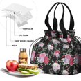 thumbnail image 4 of Pioneer Flower Floral Print Pattern Drawstring Lunch Bag Women - Drawstring Lunch Bag Insulated for Work Office - Stain-Resistant Large Lunchbags for Women with Multi-Pockets, 4 of 6