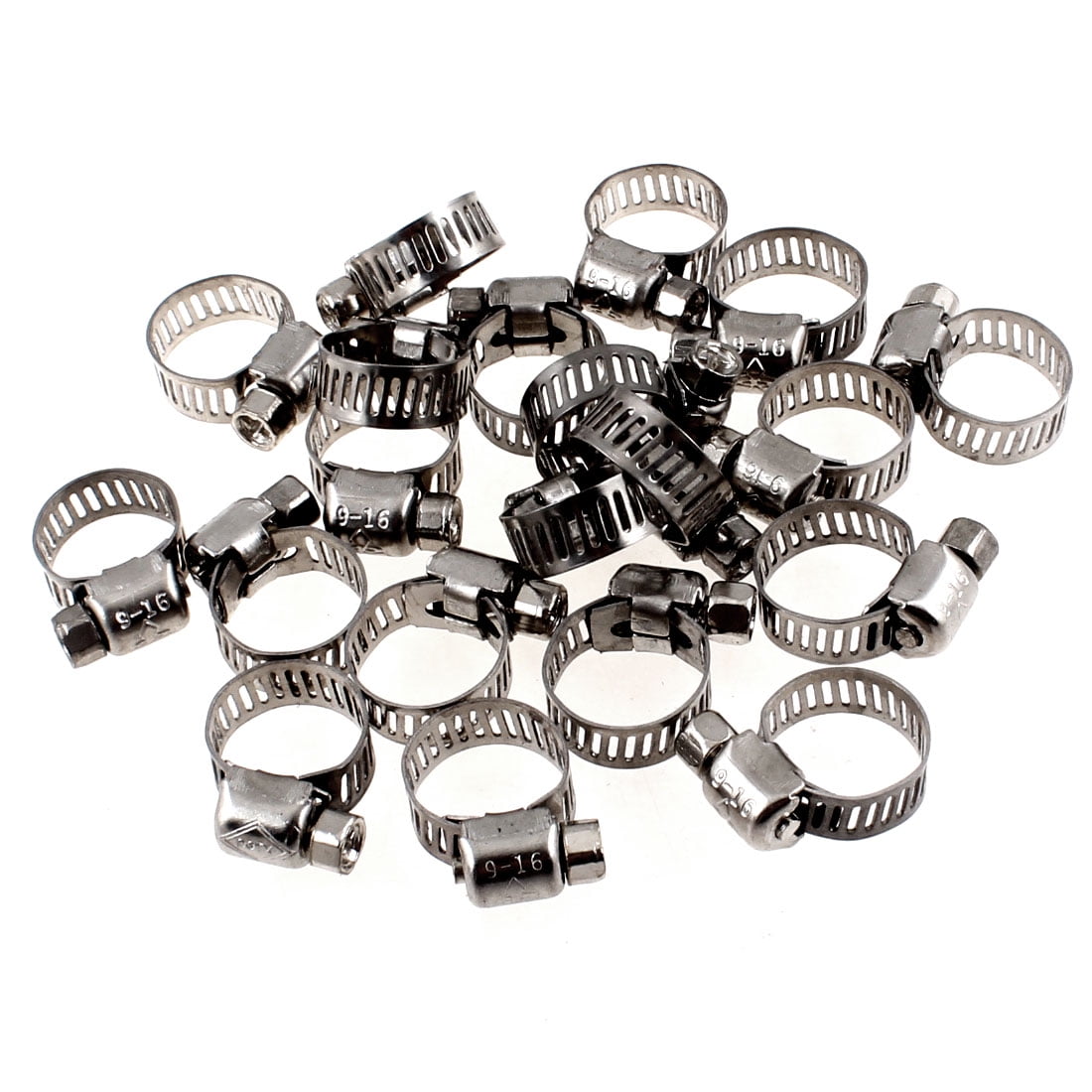 20 Pcs Adjust Stainless Steel  Hose Clips Fastener Clamp 10mm-16mm 