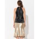 thumbnail image 4 of Elegante chaleco de satén plisado de verano para mujer, sin mangas, con cuello halter Negro XL, 4 of 5