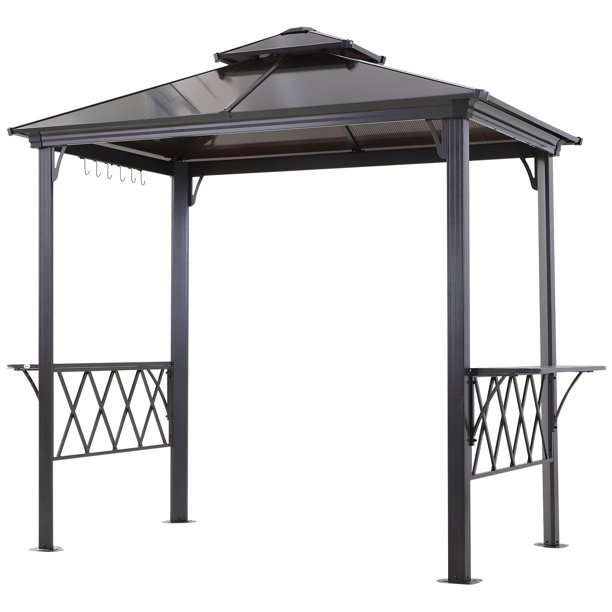 Outsunny 8.3ft Outdoor Doubletier Grill Canopy BBQ Gazebo w/ 2 Shelf