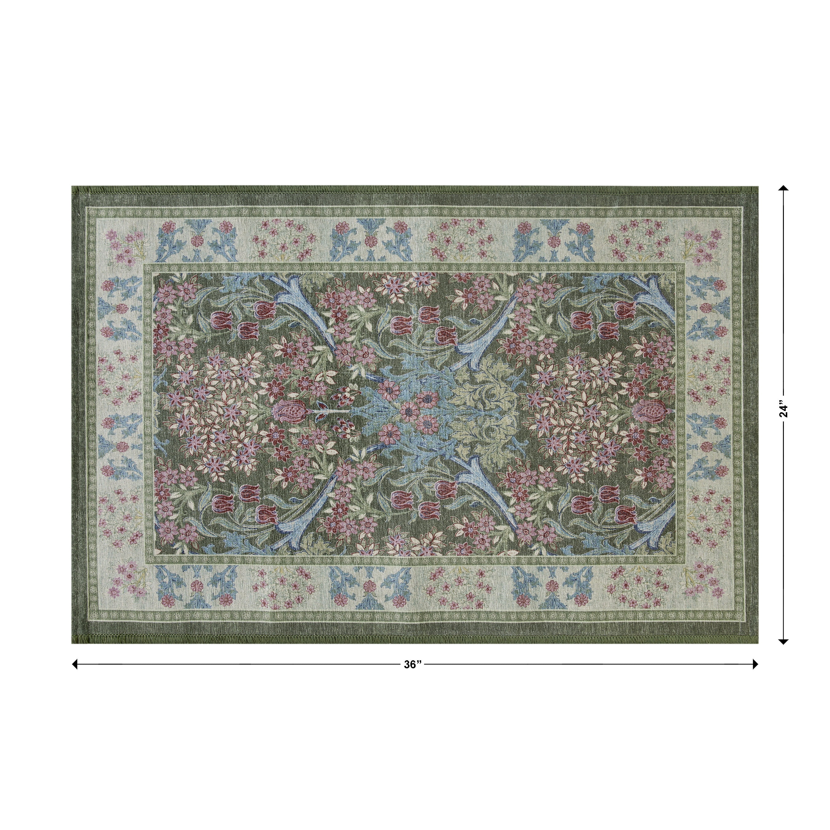 Better Homes & Gardens Hannah Flowing Floral Green 24 in x 36 in Accent Rug