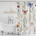 thumbnail image 2 of Farmhouse Butterfly Flowers Shower Curtain Set - Long 72" x 84" Washable Bathtub Curtain with 12 Hooks, Spring Botanical Floral Waterproof Fabric Stall Shower Curtains for Bathroom/Bathtub Décor, 2 of 6