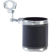 Diamond Plate? Large Stainless Steel Motorcycle Cup Holder with Faux Leather Wrap
