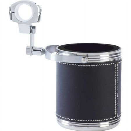 Diamond Plate? Large Stainless Steel Motorcycle Cup Holder with Faux Leather Wrap