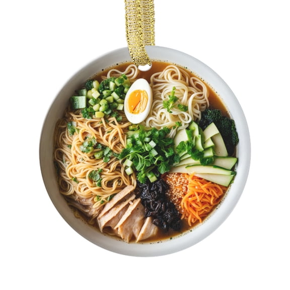Bowl of Ramen Cute Soup Noodles Food Lovers Foodie Novelty Holiday Christmas Ornament Xmas Tree Gift (Flat Design Printed on Ceramic, Not 3D)