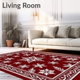 thumbnail image 2 of ODIKA 5'x7' Machine Washable Non-Slip Area Rug, Winter Wonderland Frosty Crystal Accent High Traffic Rug with Pad, Red, 607045, 2 of 8