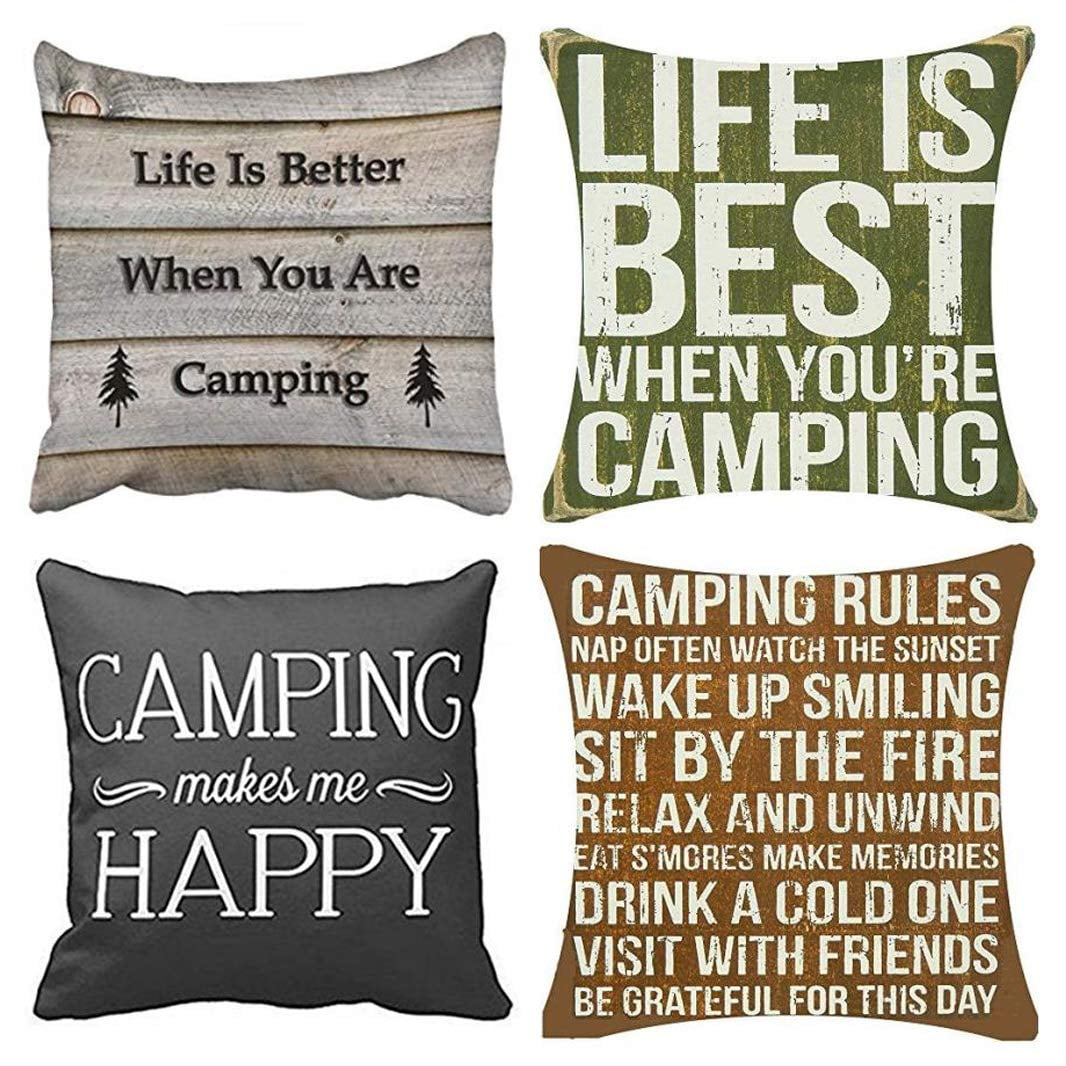 16x16 Trendy Fun Cool Gifts The Best Memories are Made Camping RV Adventure Travel Throw Pillow Multicolor