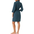 thumbnail image 3 of Bata de baño de waffle para mujer INSPIRE CHIC, suave de chenilla, kimono, spa y baño, longitud media, color azul marino, 3 of 6