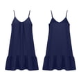 thumbnail image 4 of ClodeEU Women's Linen Blend Spaghetti Strap Sundress with Ruffle Hem ,Casual Sleeveless Beach Vacation Dress Navy,Women's Plus XXL, 4 of 8