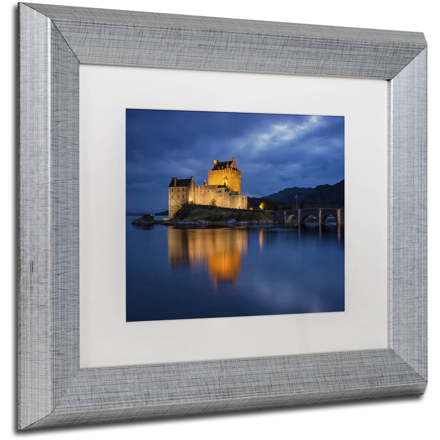 Trademark Fine Art "Eilean Donan Castle" Canvas Art by Michael Blanchette Photography White Matte, Silver Frame