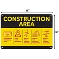 thumbnail image 3 of Construction Area Sign 18" X 12" Yellow Painted Heavy Duty Aluminum with Post Safety Instructions for Workers on Construction Site, Authorized Personnel Only Sign, 3 of 3