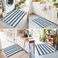 thumbnail image 4 of Entryway Rug 2'x3', Blue Striped Kitchen Runner Rugs Non-Slip Carpet Mats, Modern Gradient Abstract Lines Aesthetic Bedside Rugs Runners Washable Floor Carpet for Bathroom Laundry Room, 4 of 8